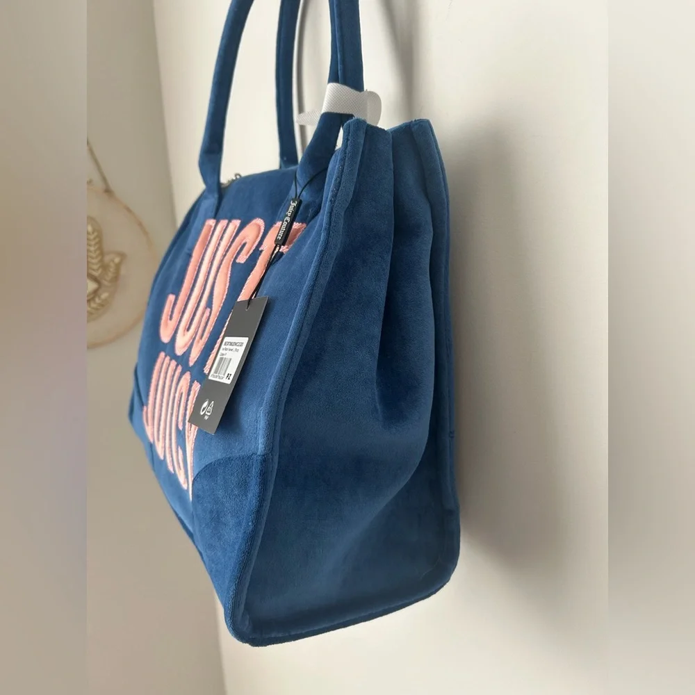 Blue and pink Just Juicy velour tote Bag